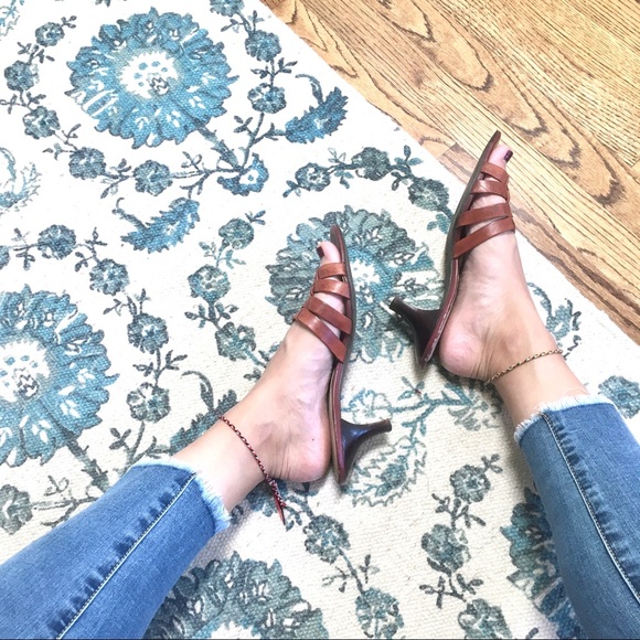 Naturalizer Brown Heeled Slip Sandals Size 8 - Picture 3 of 8